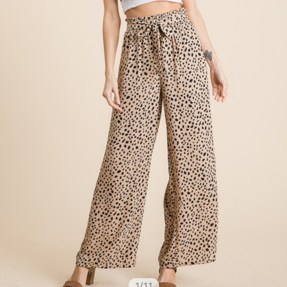 Leopard wide leg pants